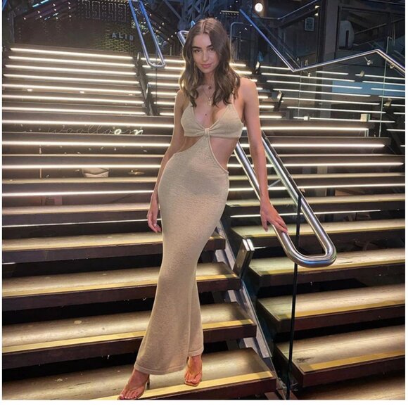 Bodycon Sexy Strappy Triangle Top Maxi Dress - Picture 5 of 15